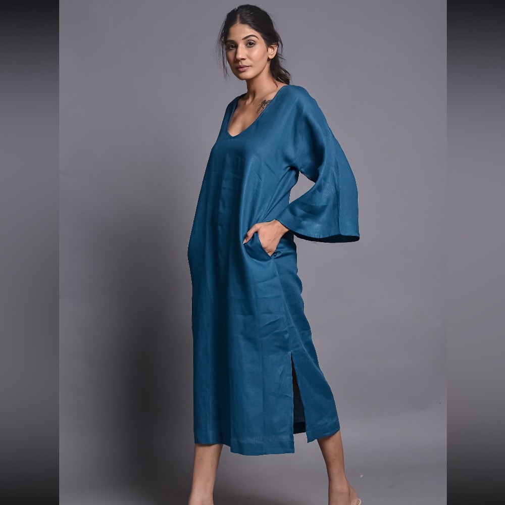 100% Linen MIDI Dress - Picture 3 of 6